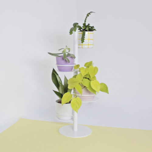 nowoczesny kwietnik stojący na rośliny, stoja na kwiaty, biały, minimalistyczny, metalowy